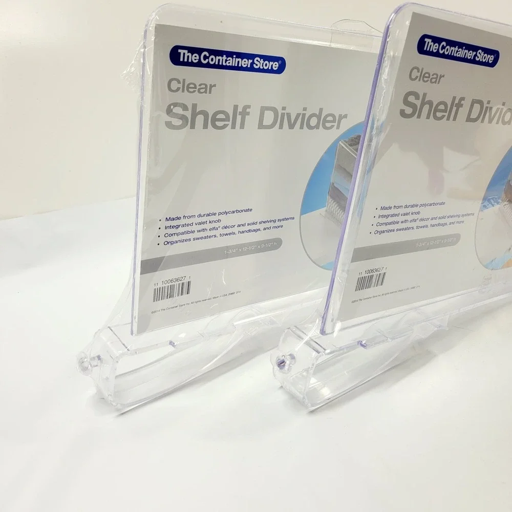 The Container Store Clear Shelf Divider with Valet Knob 1-3/4